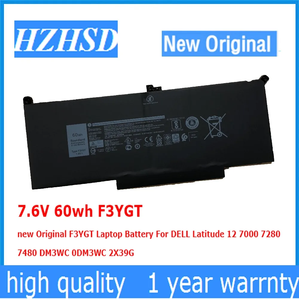 7.6V 60wh F3YGT new Original Laptop Battery For DELL Latitude 12 7000 7280 7480 DM3WC 0DM3WC 2X39G | Компьютеры и офис