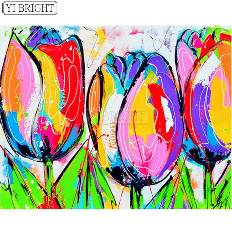 Алмазная Цветочная мозаика полная вышивка DIY крестиком на рисунке с украшением в