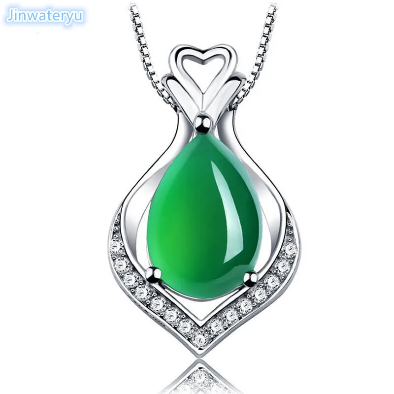 Подвеска из зеленого халцедона 925 пробы серебряные ювелирные изделия Зеленые