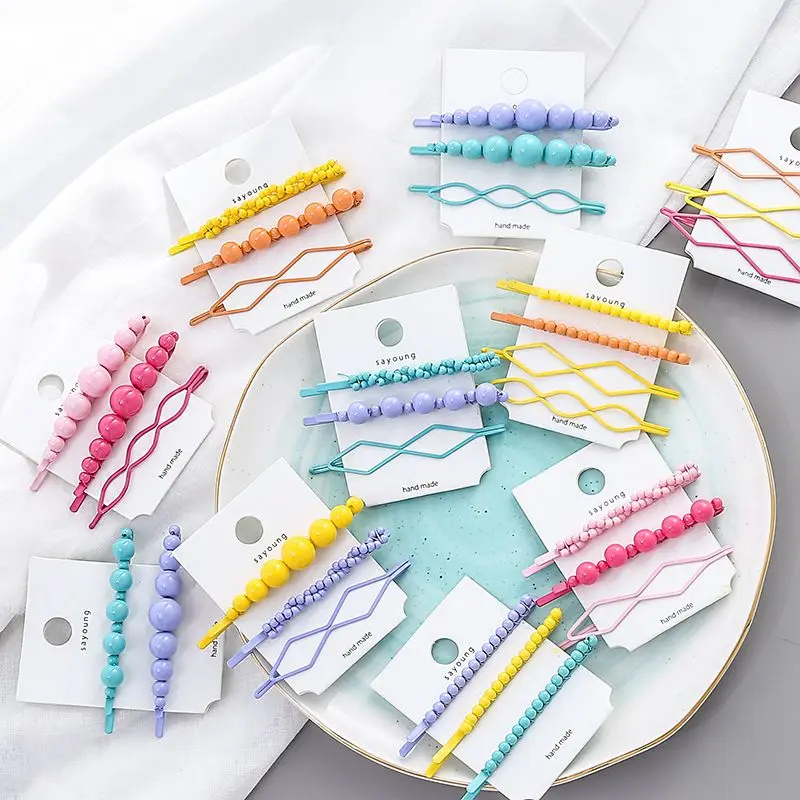 2/3/4 шт Корея Конфета из смолы цветные геометрические нерегулярные заколки для