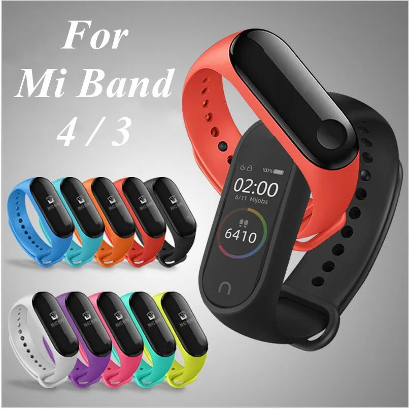 Mi Band 4 3 силиконовый однотонный ремешок для xiaomi mi band 4 3 сменный браслет на запястье ремешки mi band 4 mi Band 3 ремешки