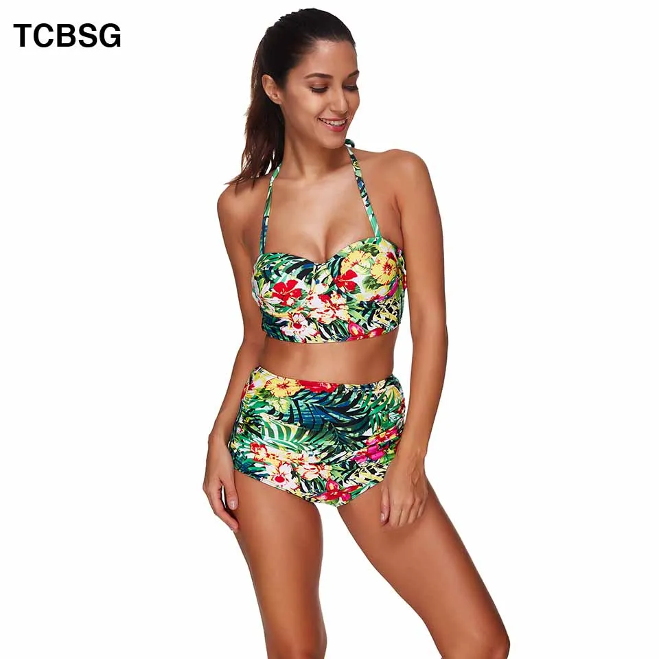 Женский купальник бикини с пуш ап TCBSG большого размера пляжная одежда летний