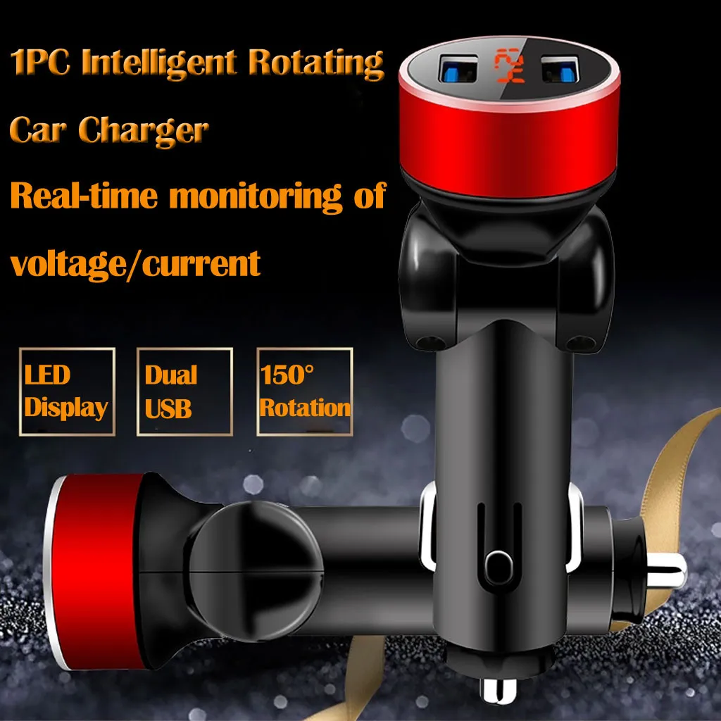 3.1A 5V Dual USB Автомобильное зарядное устройство со светодиодным дисплеем