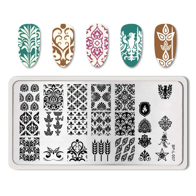 BP-L007-1 BORN PRETTY шаблон для ногтей цветок животное кактус бабочка аникорн изображение ногтей штамповка пластины инструменты для дизайна ногтей штамп 12x6 см - Цвет: BP-L007-1