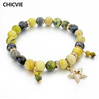 chicvie gold color star natural stone bracelets bangles for womens girls handmade beads charm love jewelry bracelets sbr150340