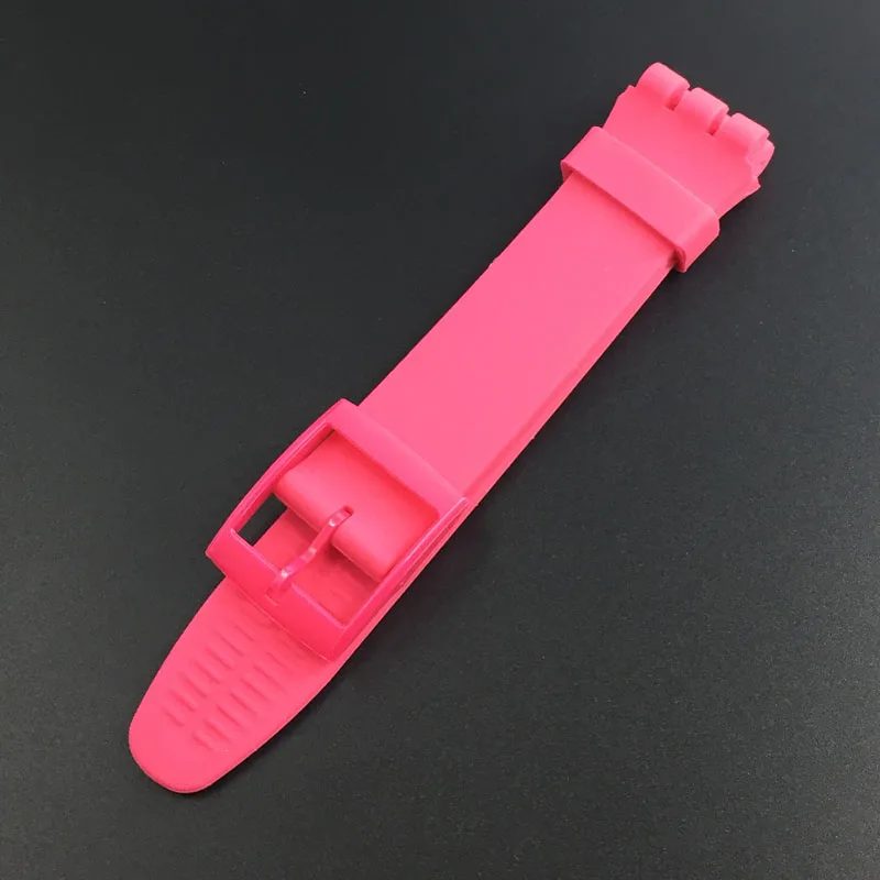 Ультра-тонкий ремешок для часов Swatch кожаный ремешок штырь на замену Пряжка 16 мм силиконовый резиновый браслет красный темно-синий черный белый ремешок для часов - Цвет ремешка: Rose Red
