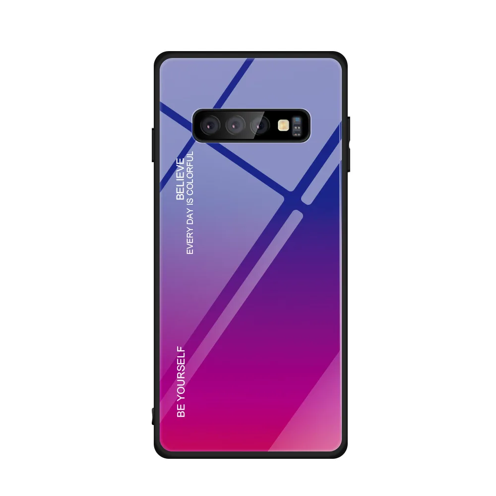 KISSCASE закаленное Стекло чехол для телефона для Samsung Galaxy S8 S9 S10 плюс градиент Цвет Чехлы для Samsung Note 8 9 чехол на заднюю панель - Цвет: Seven