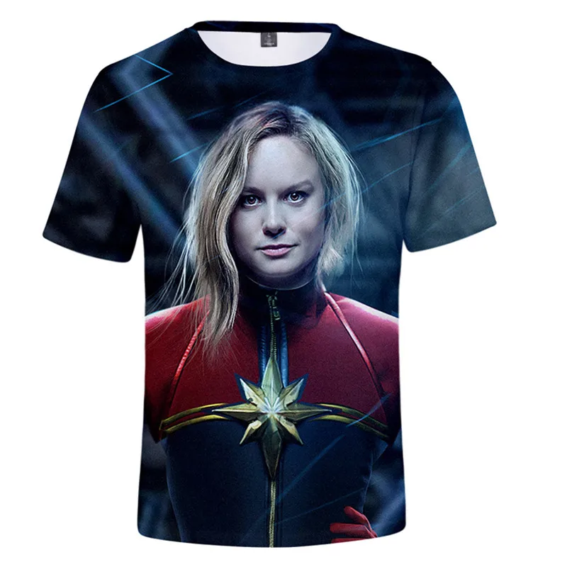 Новые мстители капитан Марвел Косплей Костюм Carol Danvers Мужская и женская футболка