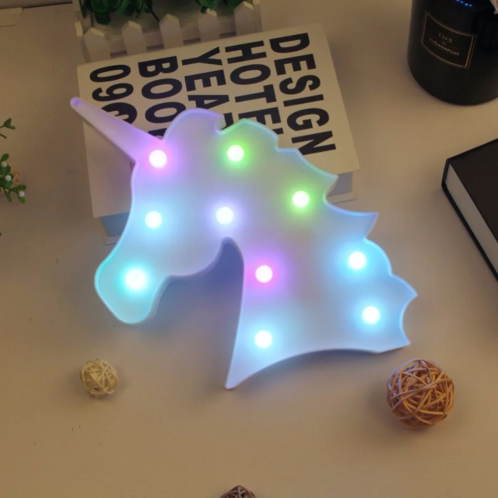 Ночник светильник Единорог LED голова детский ночник 3D Красочные лампы для