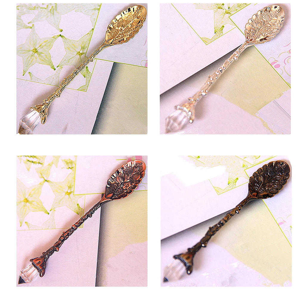 Vintage royal style Crystal Head Bronze Carved Coffee Spoon Tea Icecream Scoop Flatware Home Cutlery | Дом и сад