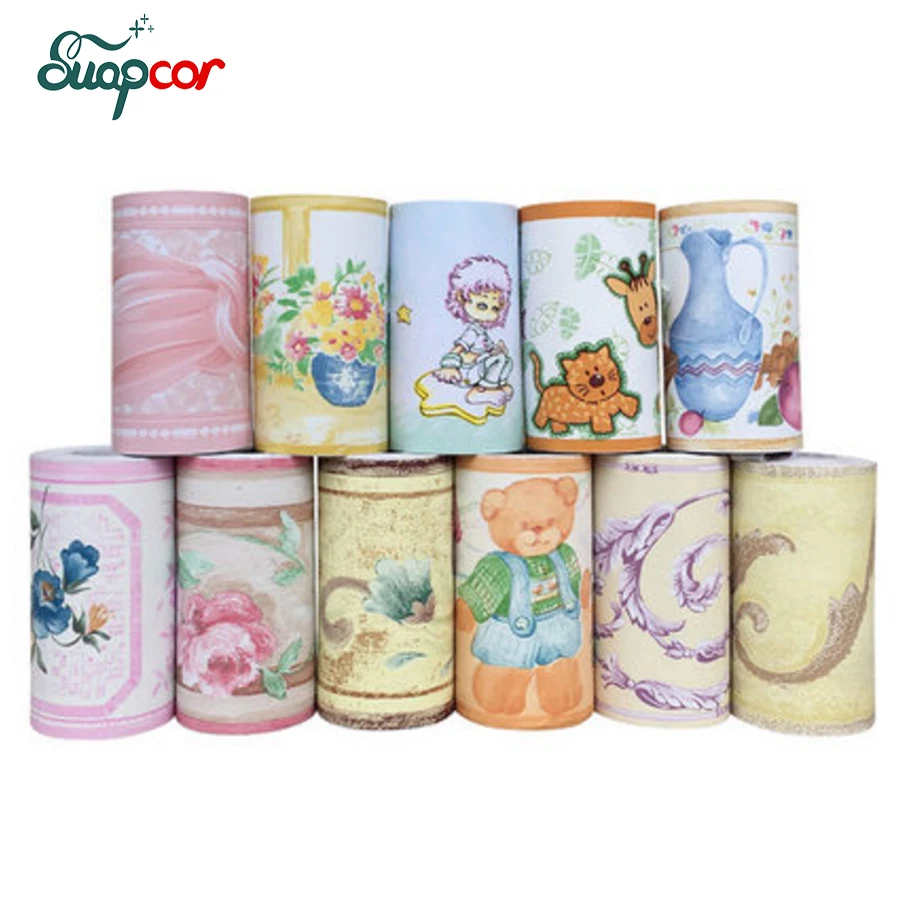 

PVC Self Adhesive Wallpaper Border Kitchen Bathroom Skirting Line Sticker Removable Pastoral Tile Wall Stickers Waterproof Decor
