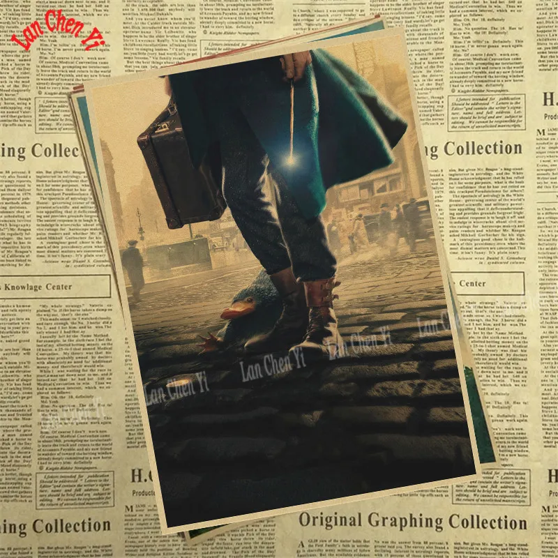 Фантастические звери: плакат из крафт-бумаги "The Crime of Grindelwald" для украшения дома, декоративная печать на стену