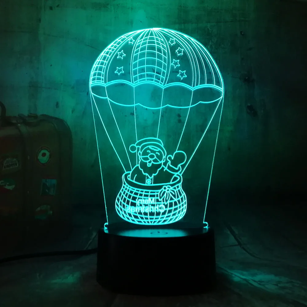 3D светодиодный светильник милый Санта Клаус воздушный шар RGB ночные светильники
