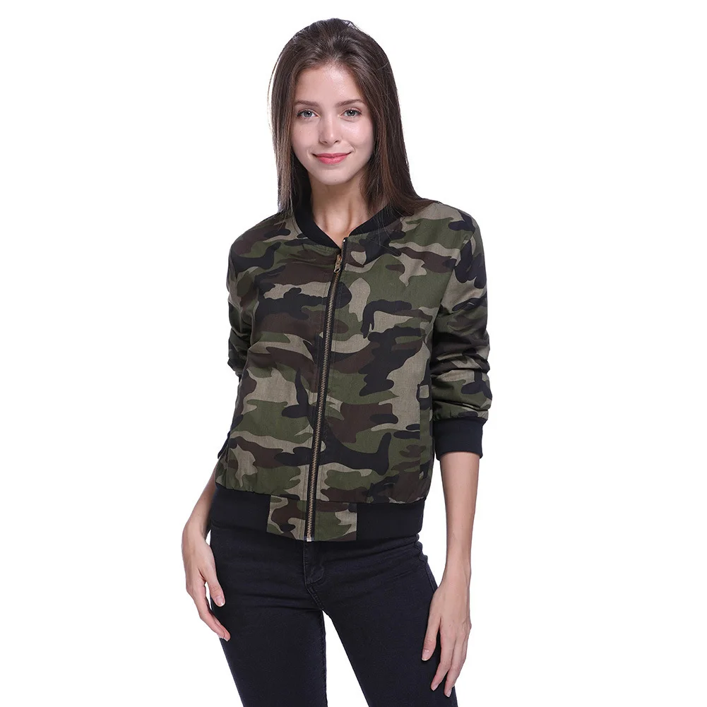 

Jaquetas Feminino Polyester Full Limited Bomber Jacket Casaco 2018 Autumn New Street Wind Long Sleeve Camouflage Jacket Loose