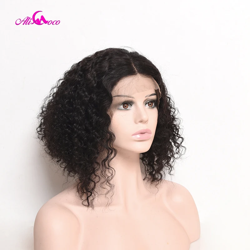 Ali Coco бразильские вьющиеся кружевные передние человеческие волосы боб парики 8 14
