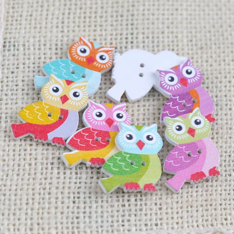 Натуральные деревянные пуговицы в виде совы с 2 отверстиями для украшения качелей скрапбукинга рукоделия 50 шт. 20x27 мм