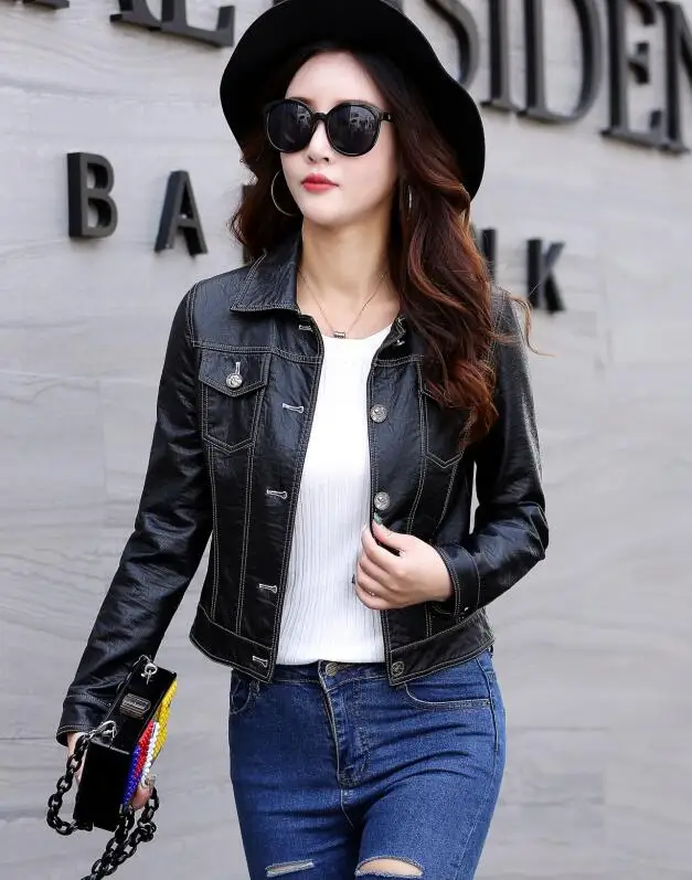 Новинка весна осень 2020 модная Маленькая кожаная женская короткая тонкая куртка