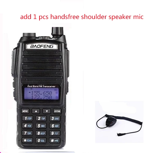 add mic speaker Горячая 10 км реальная 8 Вт с высоким средним низким УФ 82 Ham радиостанция Любительская портативная рация 10 км Baofeng Uv-82 Baofeng 8 Вт - Цвет: add mic speaker