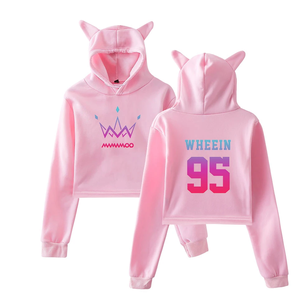 Модная женская толстовка с капюшоном MAMAMOO кошачьими ушками Повседневная