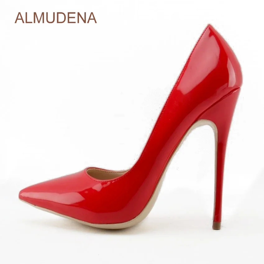 ALMUDENA/фиолетовые туфли-лодочки из лакированной кожи с острым носком свадебные туфли без застежки с закрытым носком 12 см вечерние туфли на высоком каблуке 10 см, 8 см туфли-лодочки, размер 45