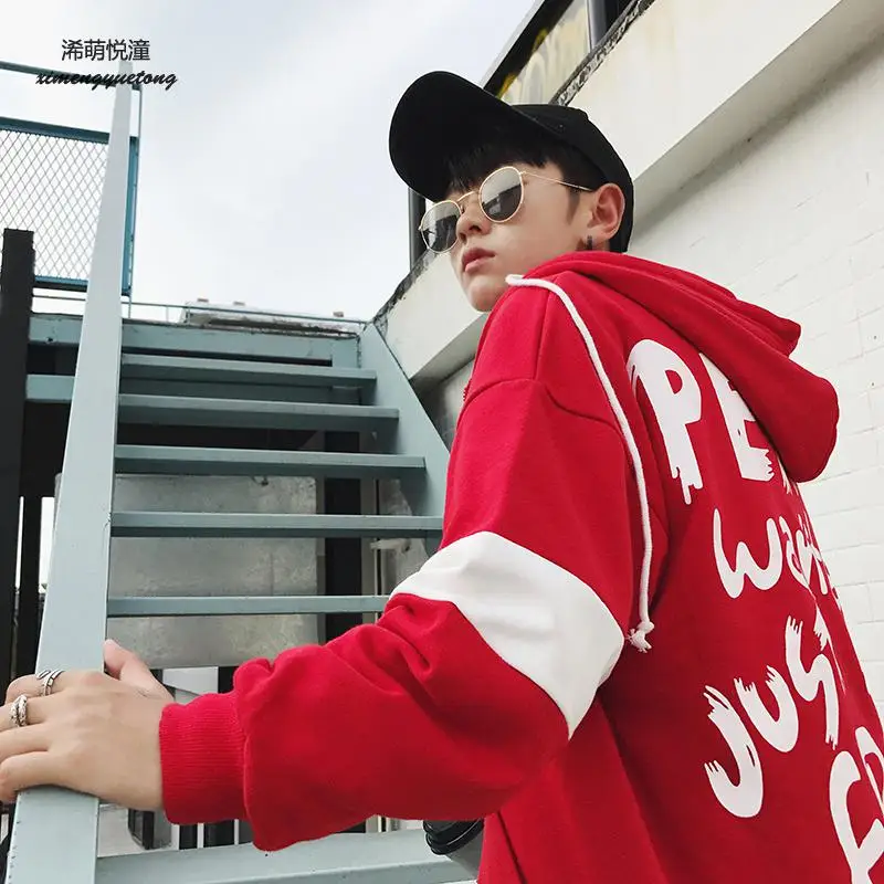 2018 г. осенние и зимние новые Письмо печати кофты мужские шить свободные