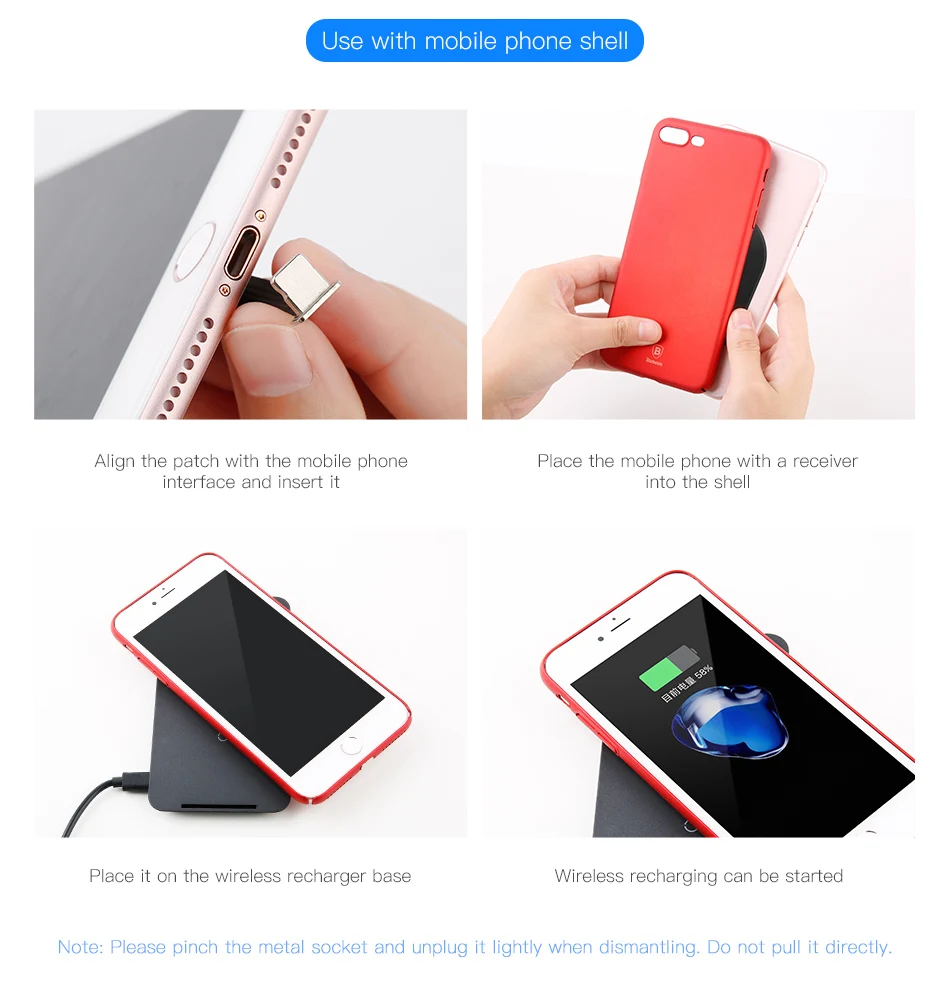 Baseus Qi Беспроводное зарядное устройство приемник Pad адаптер для iPhone samsung Xiaom usb type C Micro для Android type C Qi устройство с поддержкой