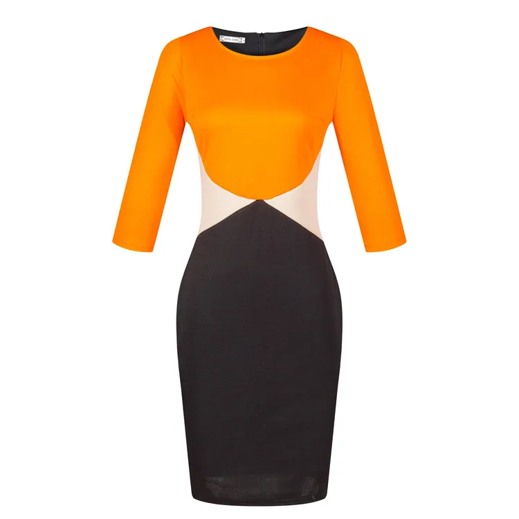 Бесплатная доставка Весна Лето Женское платье 2017 Повседневная Лоскутная Бизнес