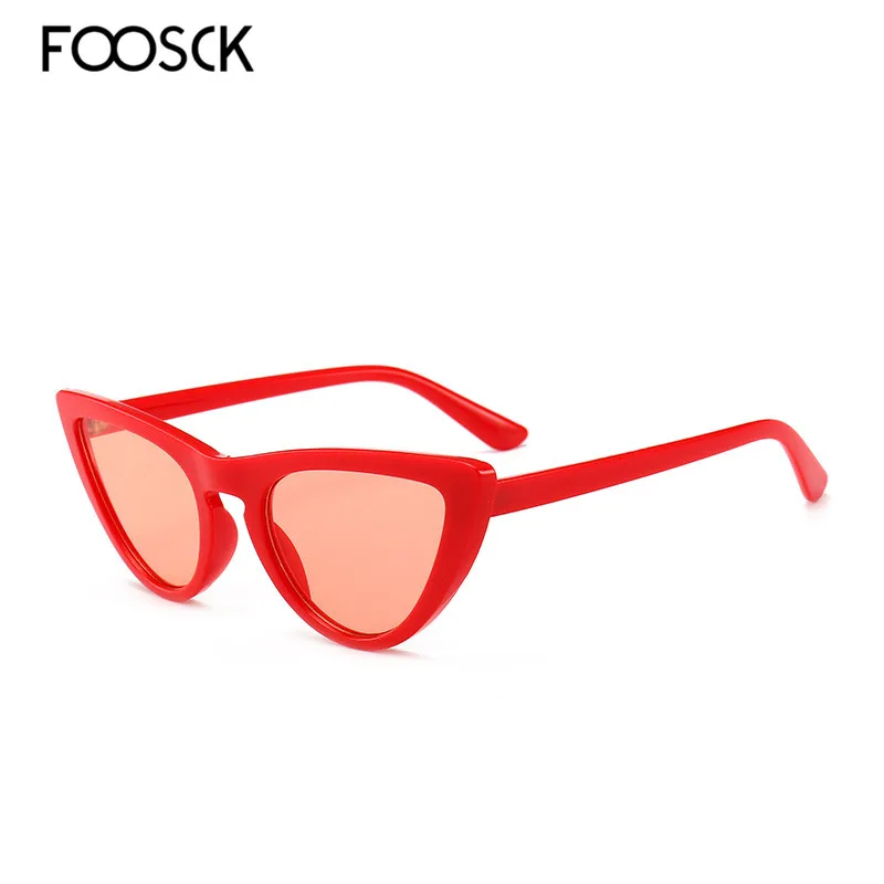 FOOSCK кошачий глаз тени для женщин модные солнцезащитные очки Женские винтажные Ретро очки с дизайном «кошачие глаза» Oculos Feminino UV400 Защита объектива - Цвет линз: C11FullRed