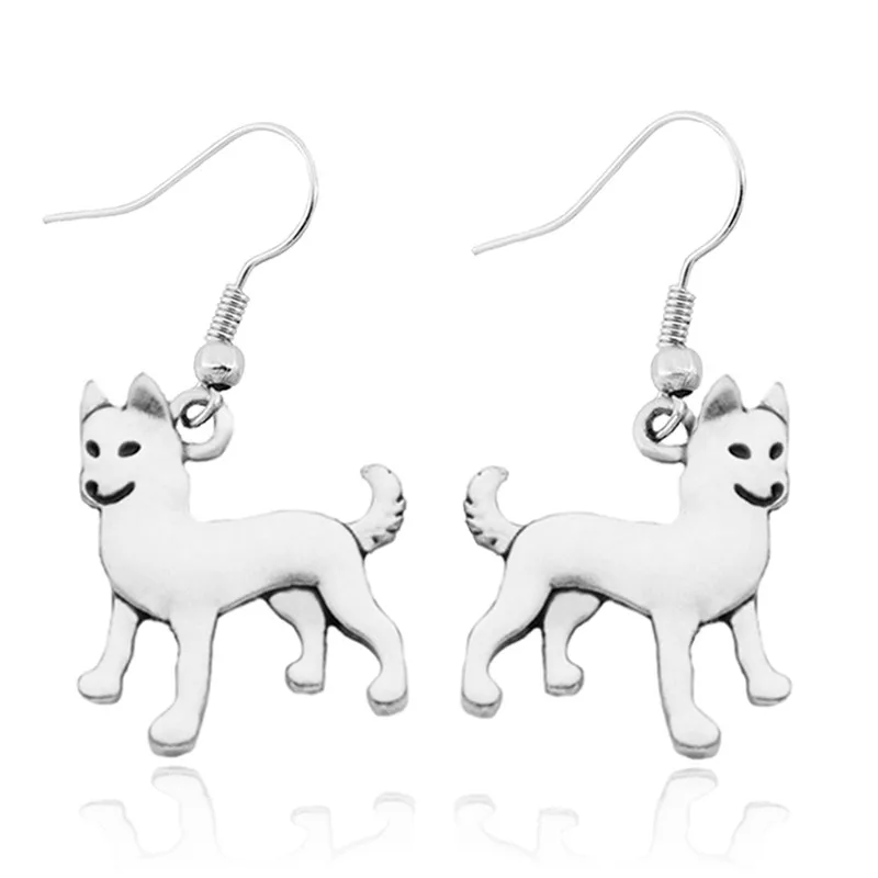 

New Vintage Hippie Huskie Dog Drop Earring Boho Siberian husky Statement Brincos Love Earrings For Women Best Friend Gift Bijoux