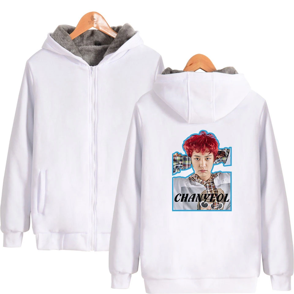 EXO CHEN CHANYEOL KAI XIUMIN D.O зимняя флисовая толстовка женская 2019 Повседневная Толстовка с