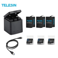 telesin 3 way battery charger and 3 batteries kit charging storage box with replacement battery for gopro hero 7 black hero 5 6