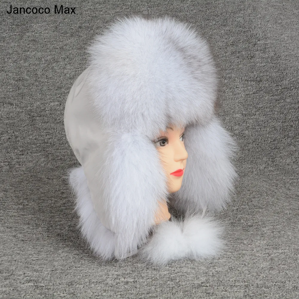 Jancoco Max, шапки-бомберы из натурального Лисьего меха, зимние толстые теплые шапки, Женские ушанки, Непродуваемые шапки S7147