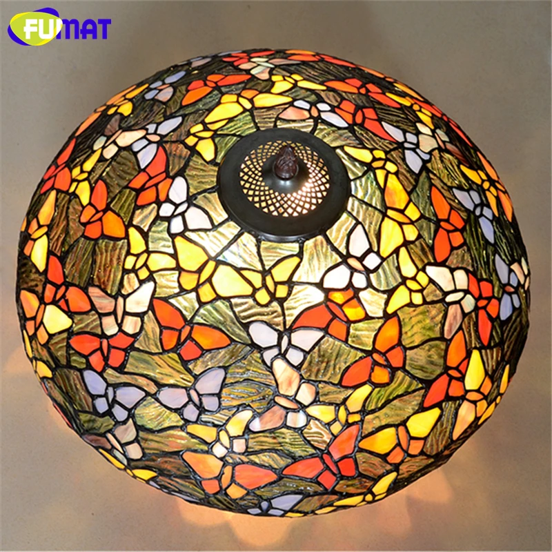FUMAT Stained Glass Pendant Lamp Art Butterfly Shade Lamps Living Room Bed Multi Color Indoor LED Lights | Лампы и освещение