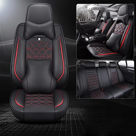 Black Red Luxury Спереди и сзади) Специальные кожаные чехлы для сидений автомобиля для volvo v50 v40 c30 xc90 xc60 s80 s60 s40 v70 аксессуары Чехлы для автомобиля - Название цвета: Black Red Luxury