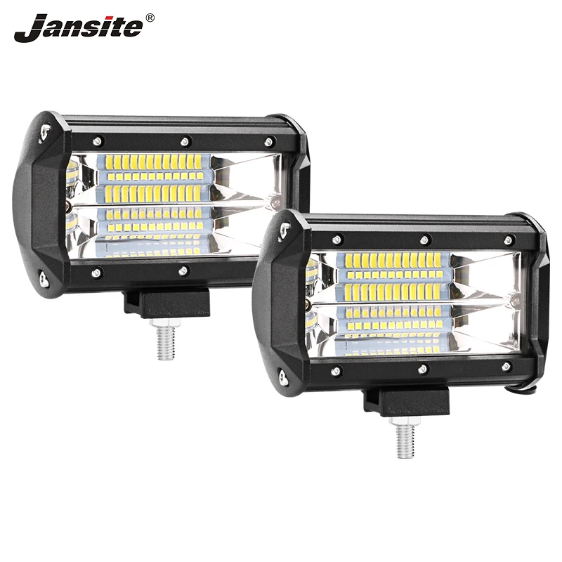 Jansite 5 inches LED Light SUV IP67 Waterproof Car Off-road Work lights Double Row 72W Flood beam for Boat Motorcycle Excavator |