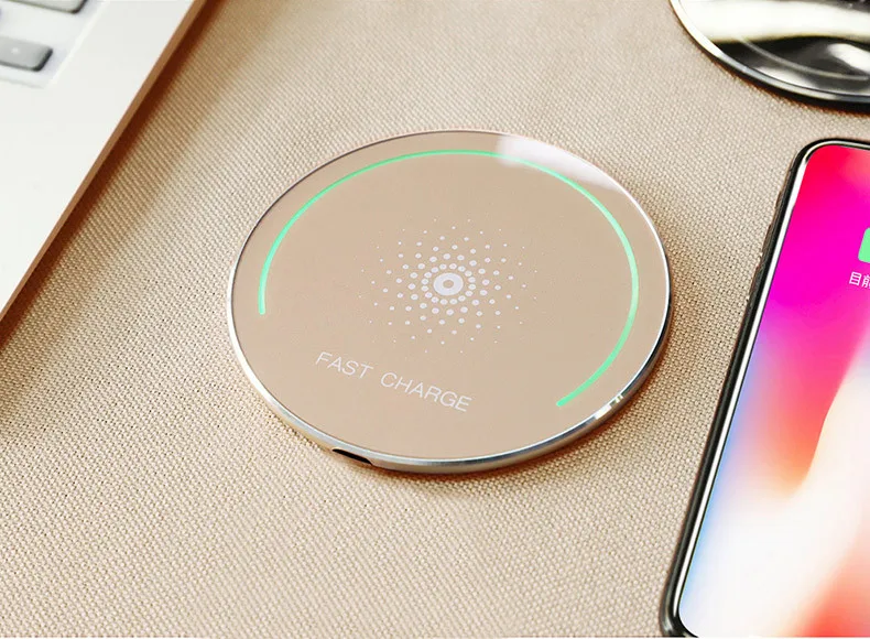 Gold QI адаптер для беспроводной зарядки 5 V/2A площадкой для Android, Apple IPhone и других смартфонов - Цвет: Gold