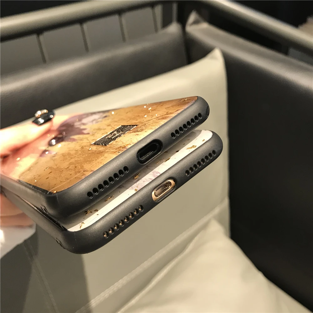 Блестящий чехол из золотой фольги для телефона iPhone 8 7 6 6S Plus мягкий ударопрочный