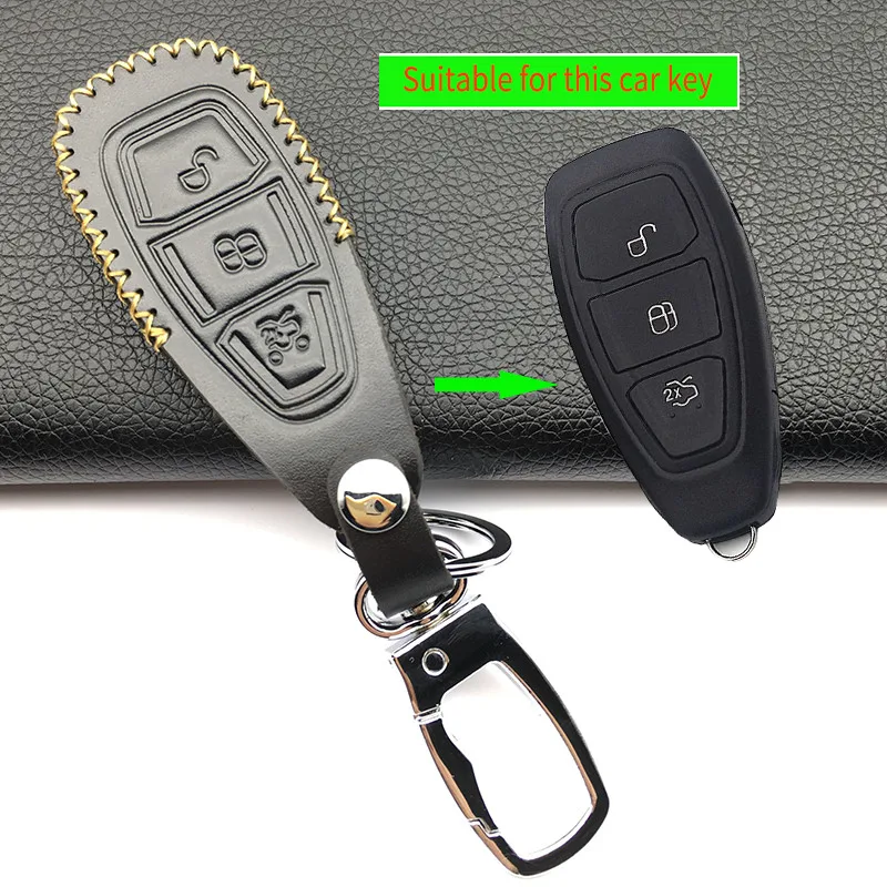 Кожаный чехол для ключа Ford Focus 3 MK3 ST RS Ecosport Kuga Escape Fiesta|3 keys|cover forcover for key |