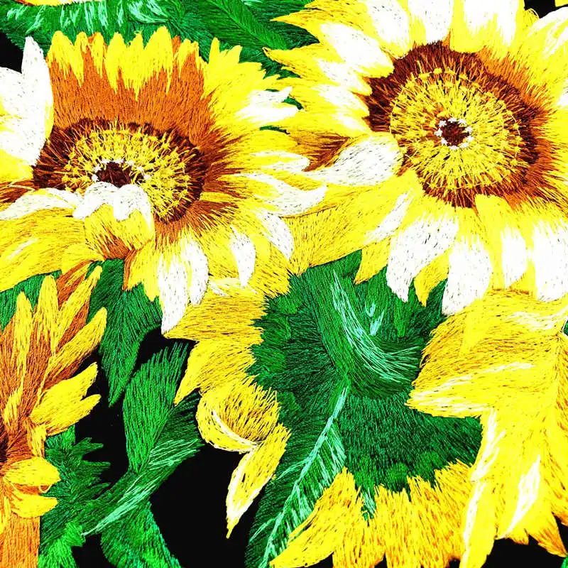 30*30 см желтый подсолнух вышитые нашивки цветы площадь Мяо патч для сумки одежды Diy