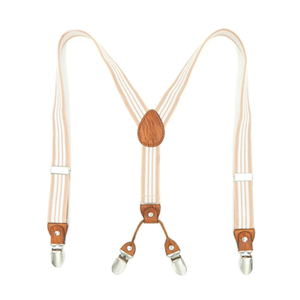 Милые Модная одежда для детей Детская мода коричневый 4 Зажимы Подтяжки женщин