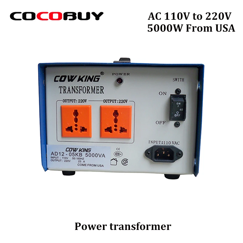 

Cow king AC 110v to 220V 5KV трансформатор мощности AD12-05KB 5000VA 50 60 Hz Выход 23A понижающий преобразователь напряжения из США