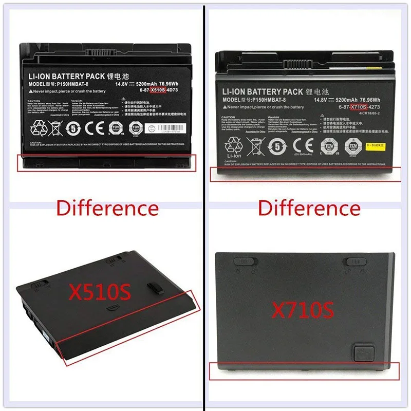 7XINbox 76.96Wh 14 8 V Натуральная P150HMBAT-8 6-87-X710S-4271 Аккумулятор для ноутбука Clevo P170 P170HM
