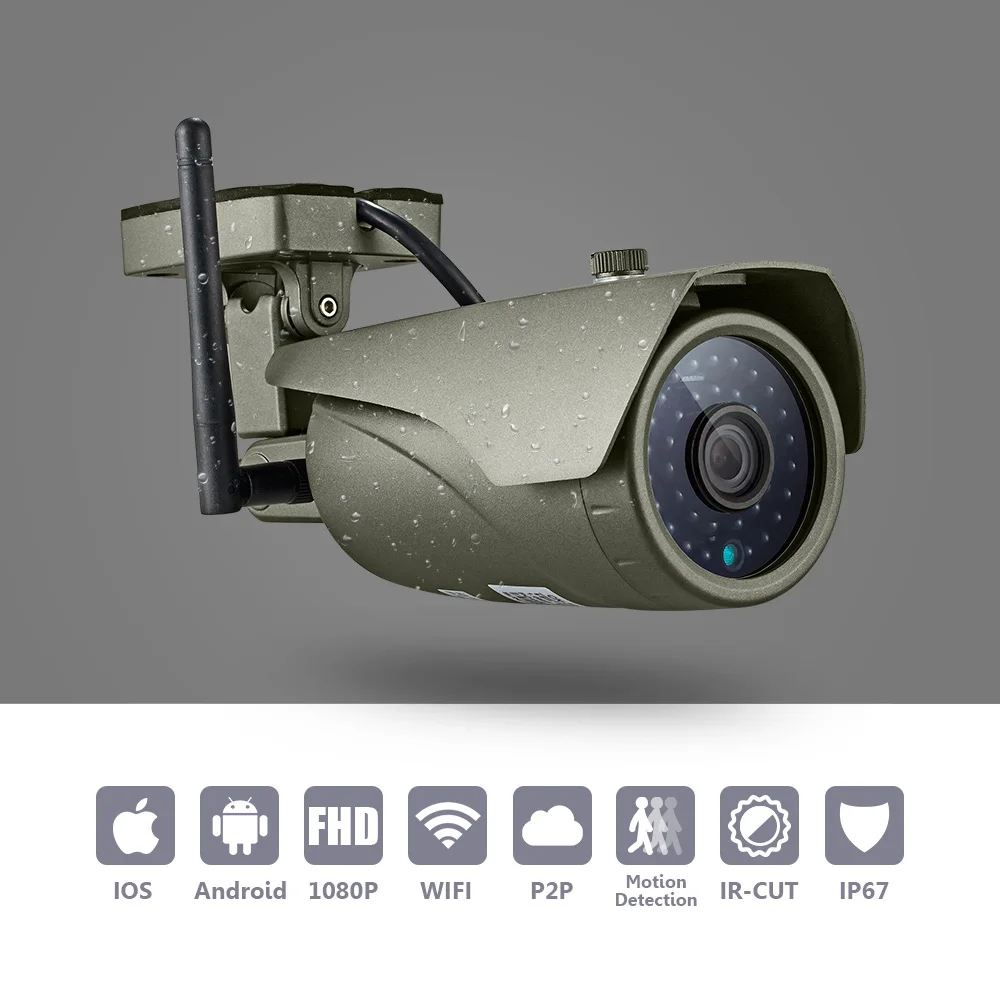 Водонепроницаемая IP камера FUERS с функцией просмотра в реальном времени Wi Fi Full HD