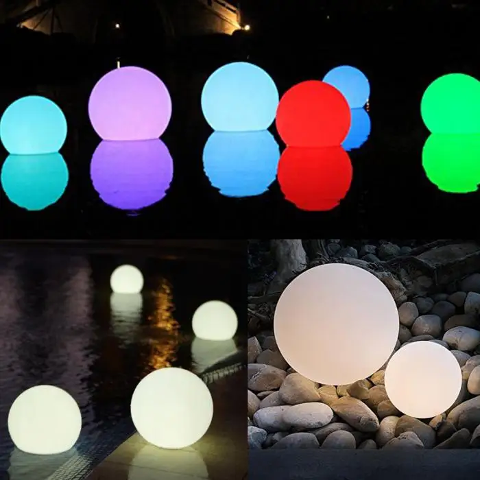 New Solar LED Light Ball Cordless Night Lights with Remote Control Rechargeable Pool Floating Orb NE
