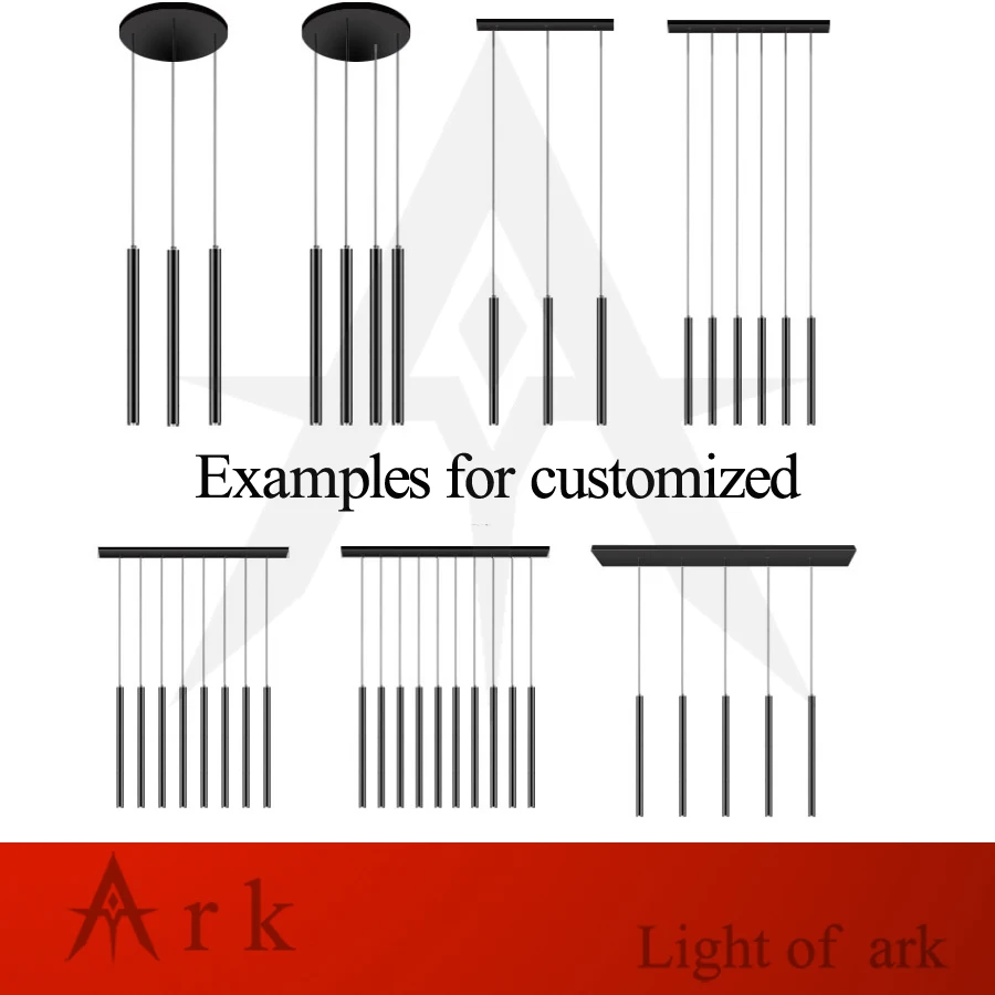 Подвесная лампа цилиндрической формы черная алюминиевая для украшения дома