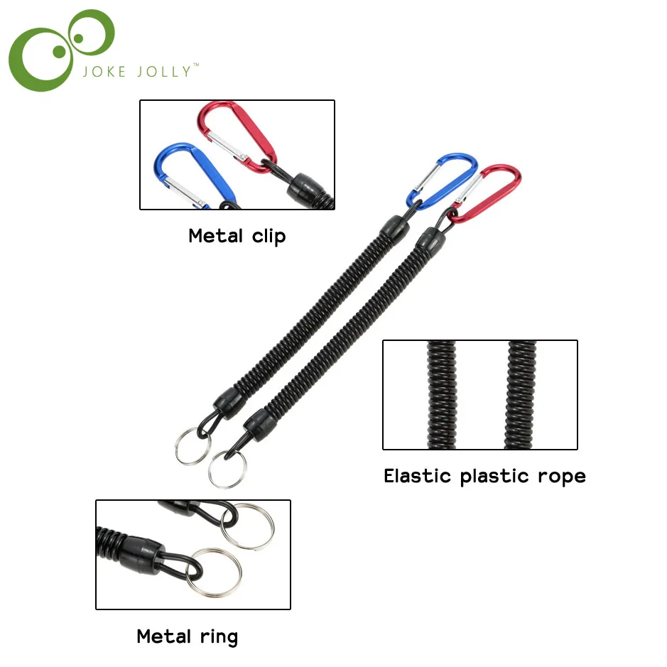 2Pcs Fishing Lanyards Boating Ropes 1.4m Coiled Fish Missed Rope Pole Rod Protector Elastic Line Tackle Tool | Спорт и развлечения