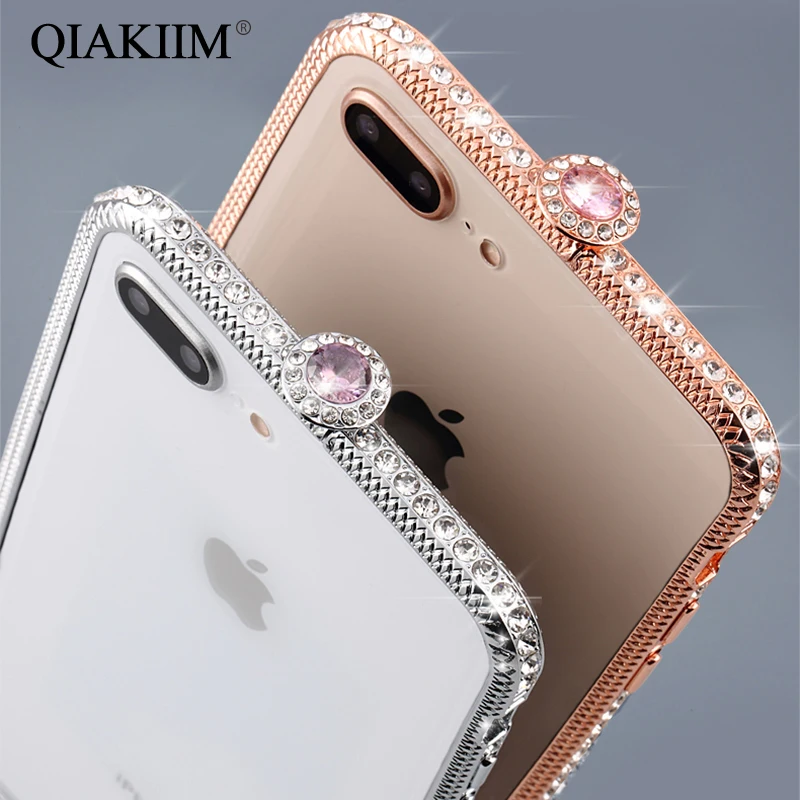 Металлический чехол со стразами для iPhone XS Max XR X 6 6S 7 8 Plus