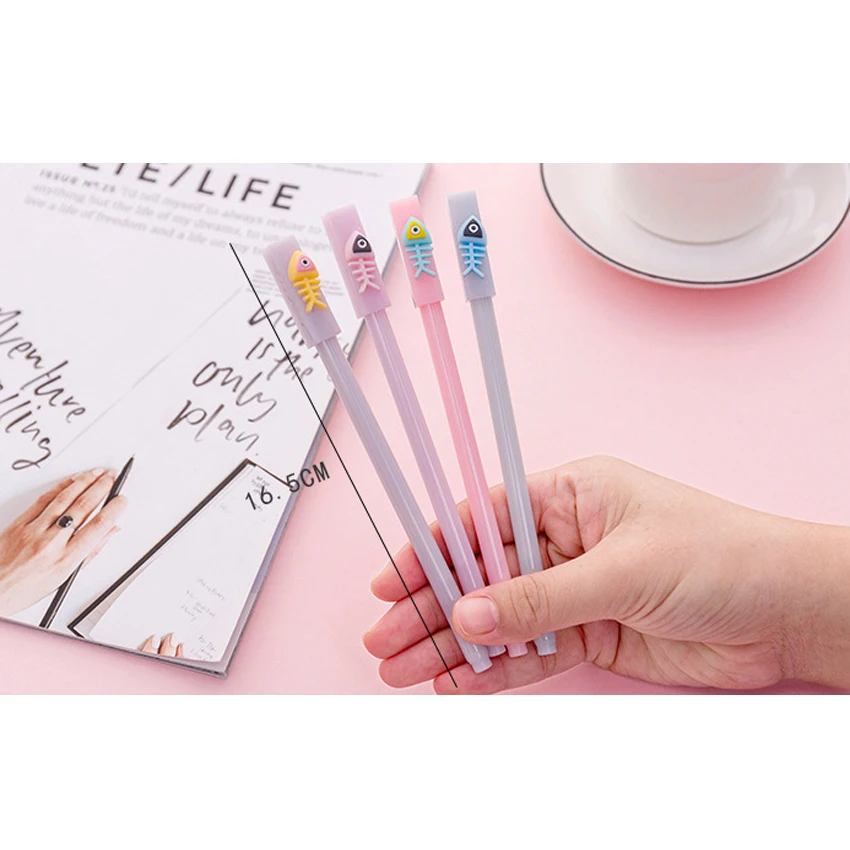 

4pcs/lot Cute Cartoon Simple Gel Pen For School And Office Writing Neutral Pen 0.5mm Black 4 Selection