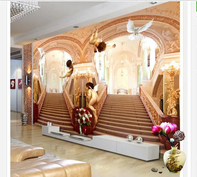 Индивидуальные 3d фото обои ТВ фрески Европейский тип лестницы Ангел установка