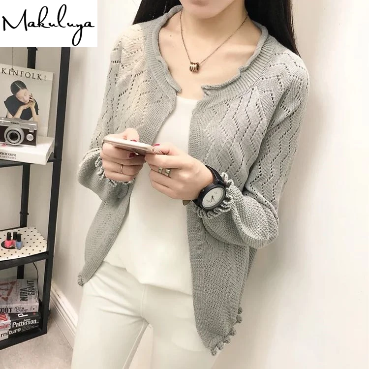 Spring autumn women solid color Sweater female outerwear short sweater lady style long sleeve Knitting Cardigan coat QW |